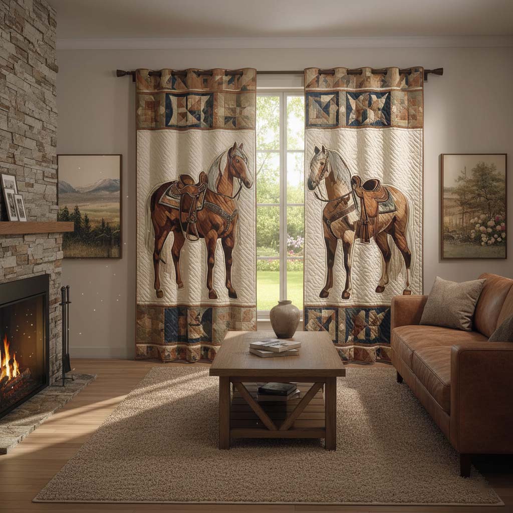Prairie Horse Quilted Curtains GFTOQM2167