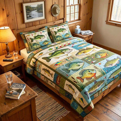 Lake Catch 3-Piece Quilted Bedding Set GFTOQM4483