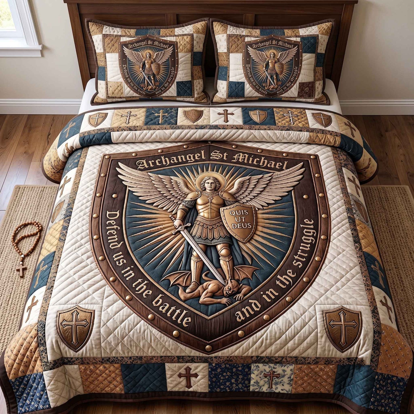 Saint Michael 3-Piece Quilted Bedding Set GFTOTP20434