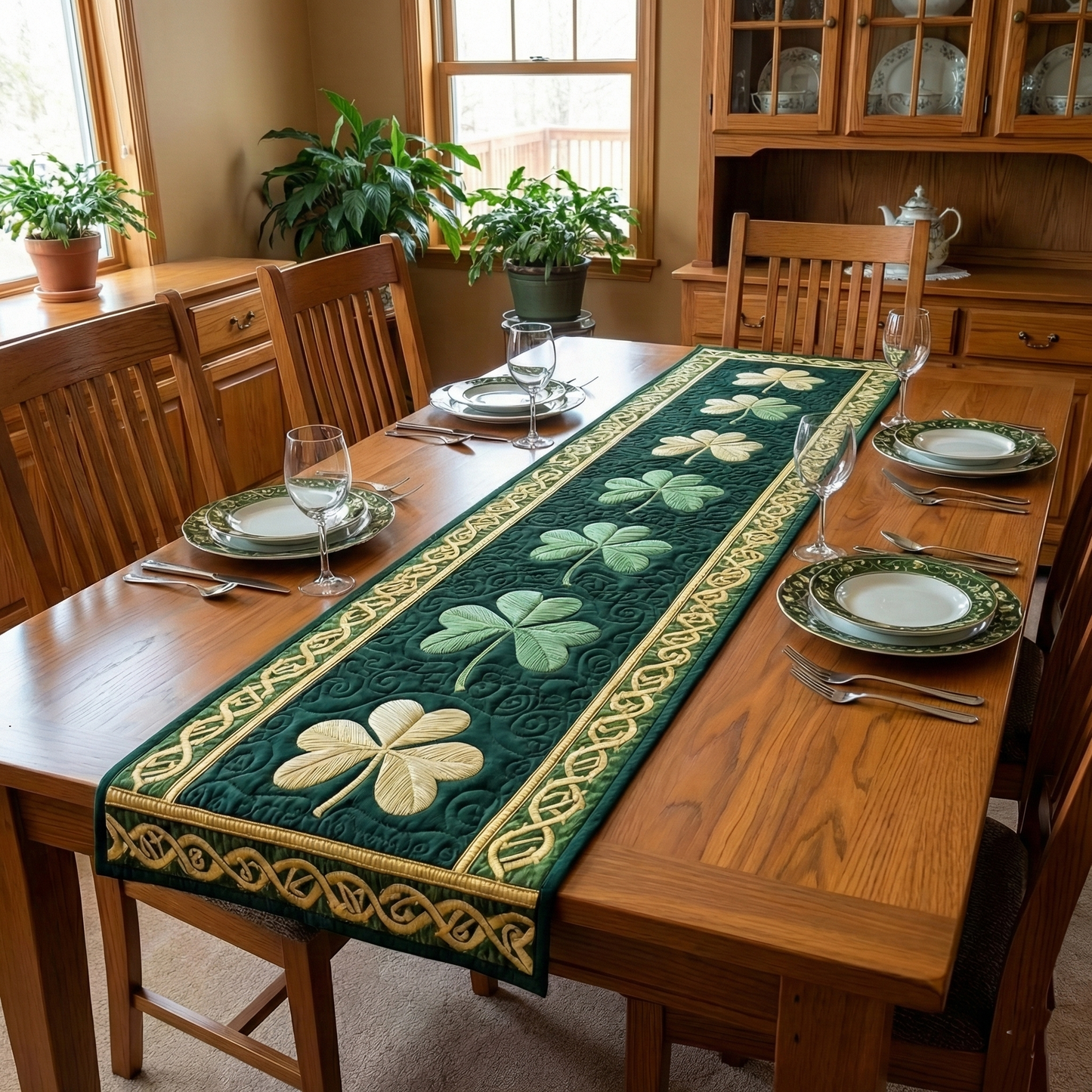 Irish Shamrock Quilted Table Runner GFTOTP3397