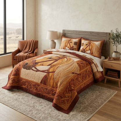 Golden Palomino 3-Piece Quilted Bedding Set GFTOQM3540