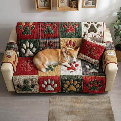 Paws Patchwork Quilted Sofa Cover GFTOYC1901