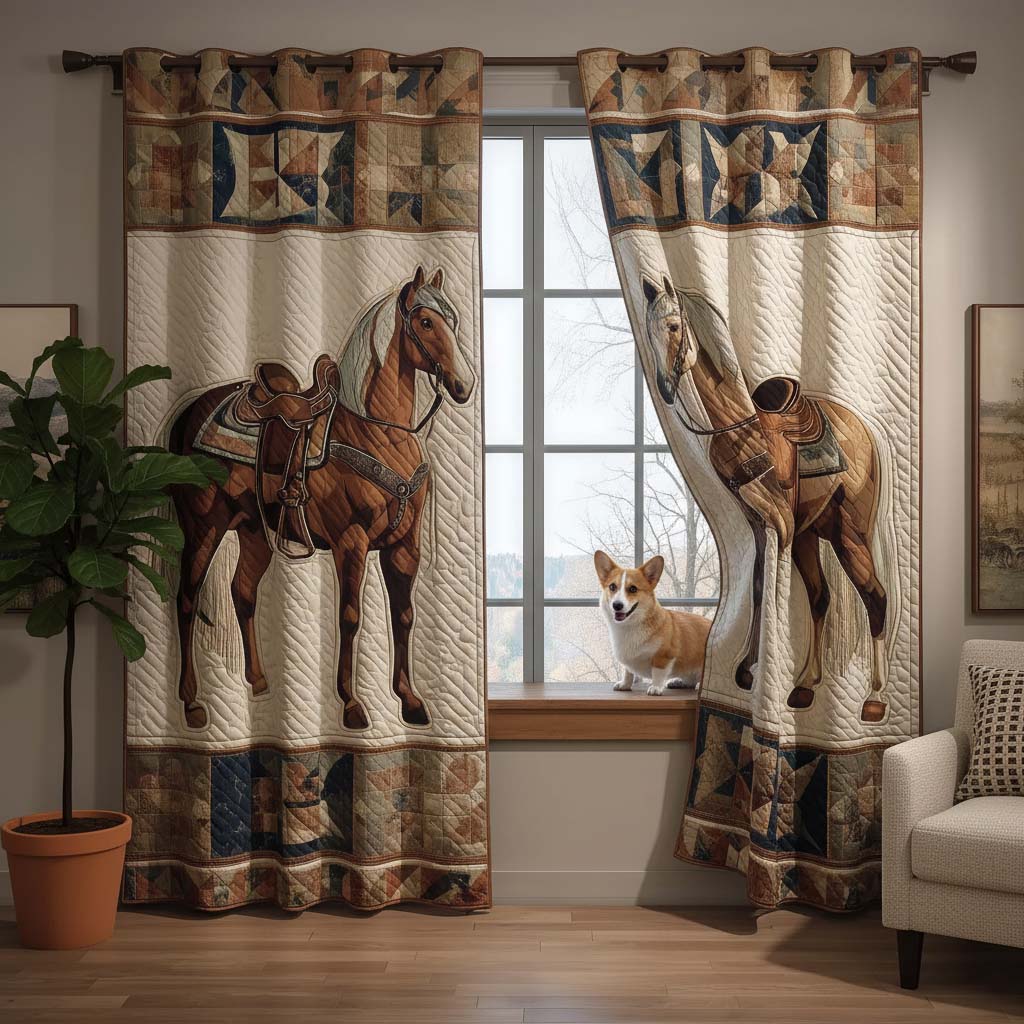 Prairie Horse Quilted Curtains GFTOQM2167