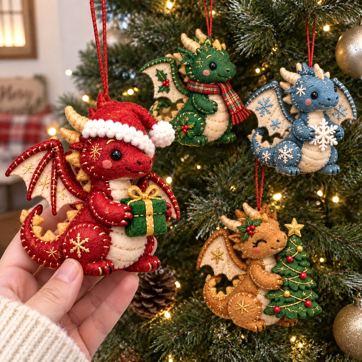 Christmas Dragon Felt Ornament Gift Set GFTOMA14712