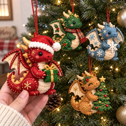 Christmas Dragon Felt Ornament Gift Set GFTOMA14712