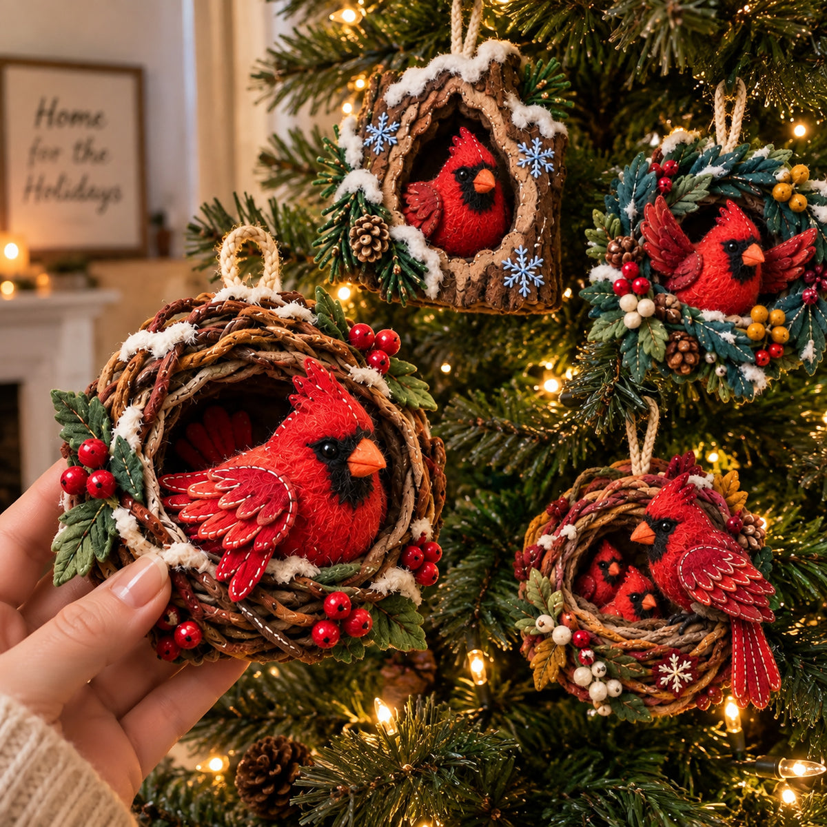 Cardinal Wreath Felt Ornament Gift Set GFTOMA14701