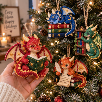 Reading Dragon Felt Ornament Gift Set GFTOMA14709
