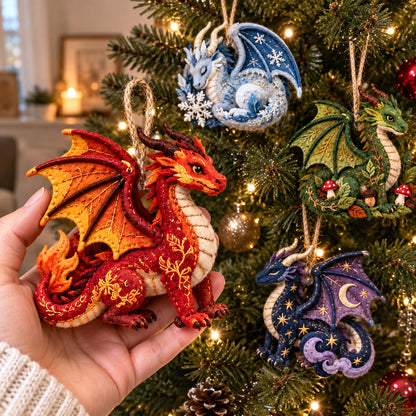 Elemental Dragon Felt Ornament Gift Set GFTOMA14707