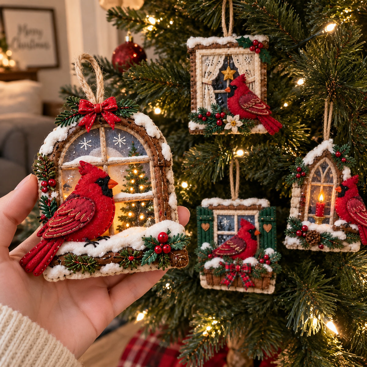 Cardinal Window Felt Ornament Gift Set GFTOMA14704