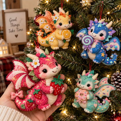 Pastel Dragon Felt Ornament Gift Set GFTOMA14711