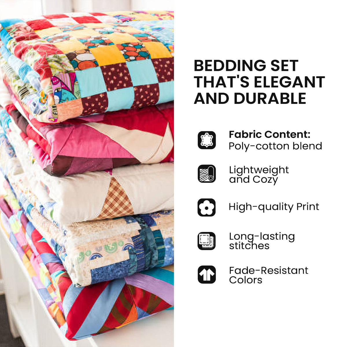 Floral Funky Cow 3-Piece Quilted Bedding Set GFTONPT1378
