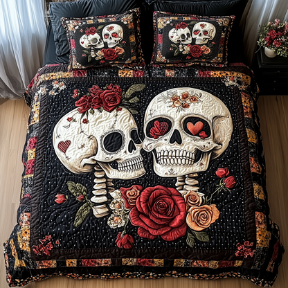 Skull Couple 3-Piece Quilted Bedding Set GFTONL1127