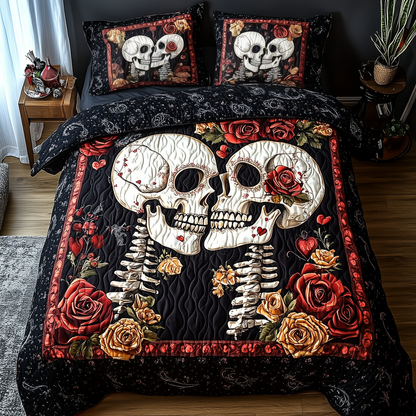 Skull Couple 3-Piece Quilted Bedding Set GFTONL1128