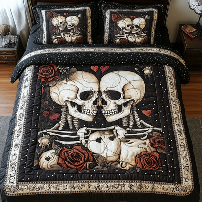 Skull Couple 3-Piece Quilted Bedding Set GFTONL1120
