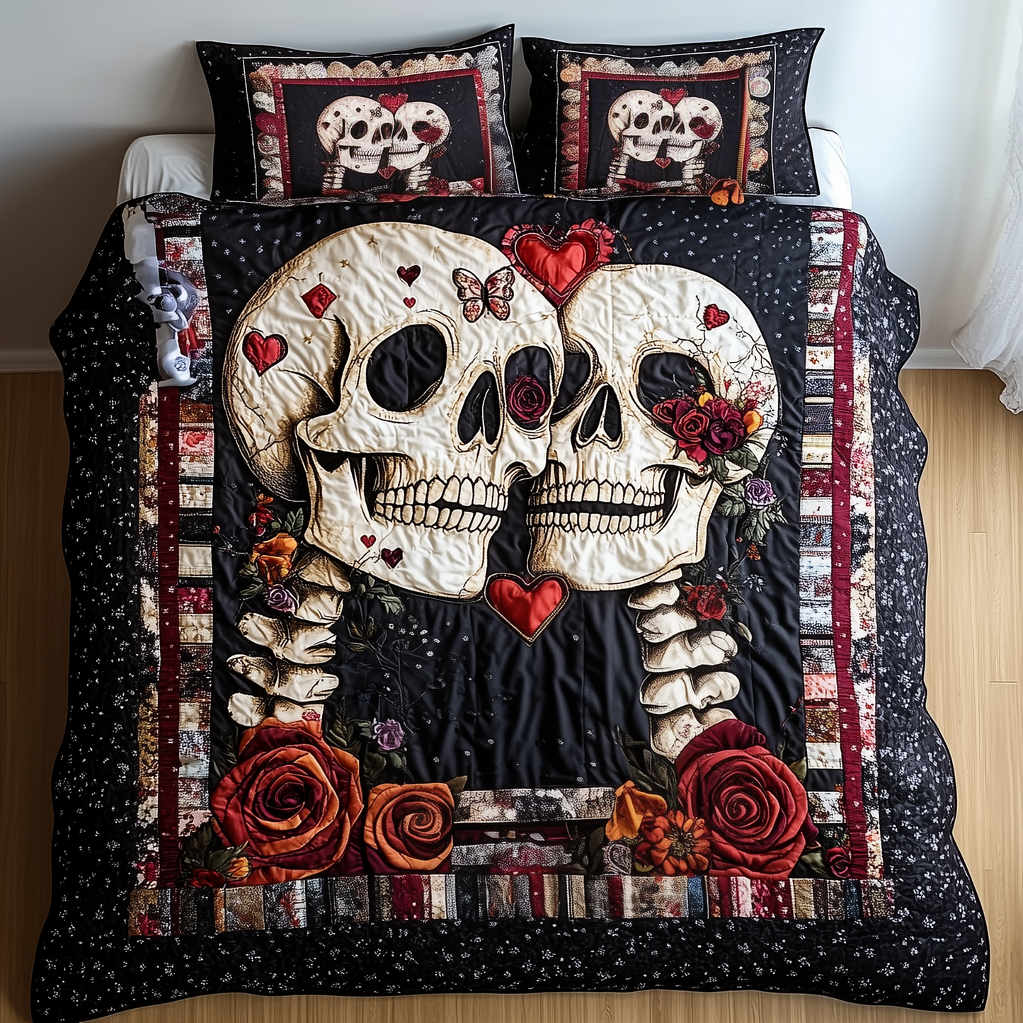 Skull Couple 3-Piece Quilted Bedding Set GFTONL1126