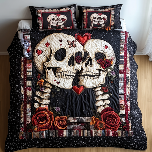 Skull Couple 3-Piece Quilted Bedding Set GFTONL1126