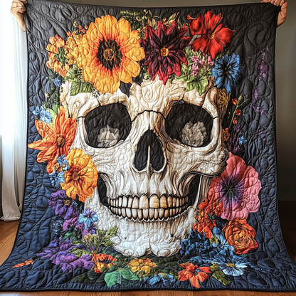Floral Skull Quilted Blanket GFTONL1118