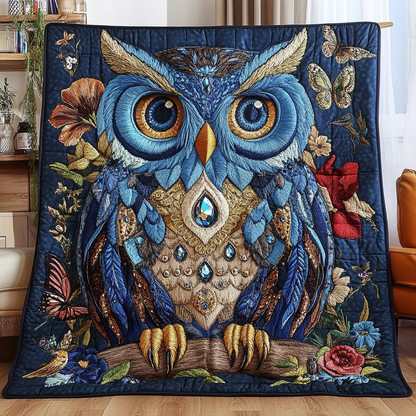 Mysterious Blue Owl Quilted Blanket GFTONL054
