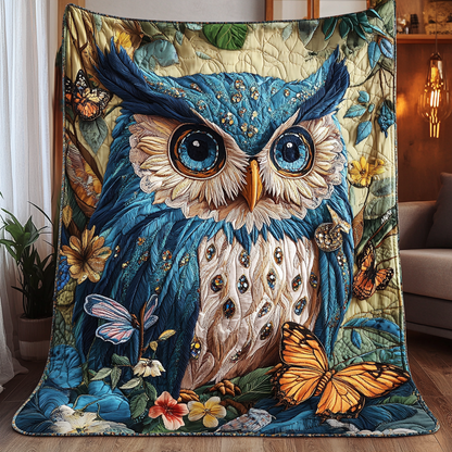 Mysterious Blue Owl Quilted Blanket GFTONL055