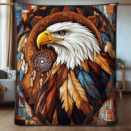 Majestic Native American Eagle Quilted Blanket AENL004