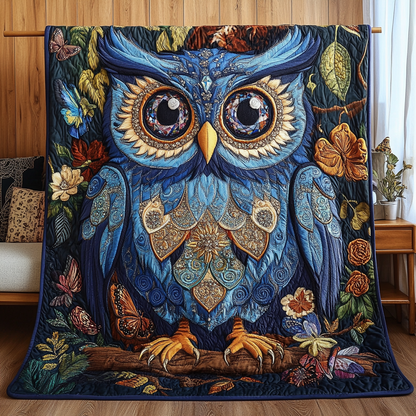 Mysterious Blue Owl Quilted Blanket GFTONL053