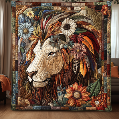 Courageous Native Lion King Quilted Blanket LINL026