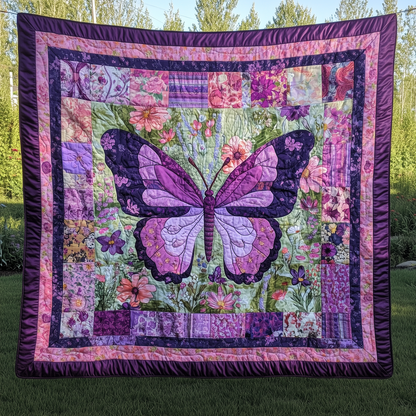 Charming Purple Butterfly Quilted Blanket GFTONL062