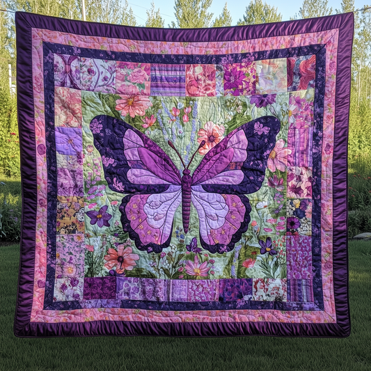 Charming Purple Butterfly Quilted Blanket GFTONL062