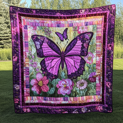 Charming Purple Butterfly Quilted Blanket GFTONL060