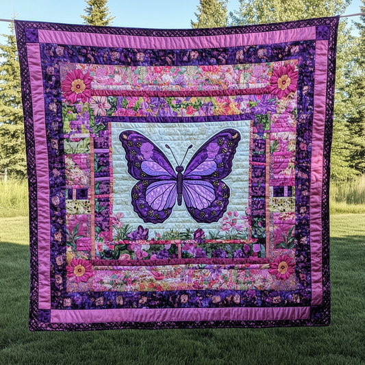 Charming Purple Butterfly Quilted Blanket GFTONL061