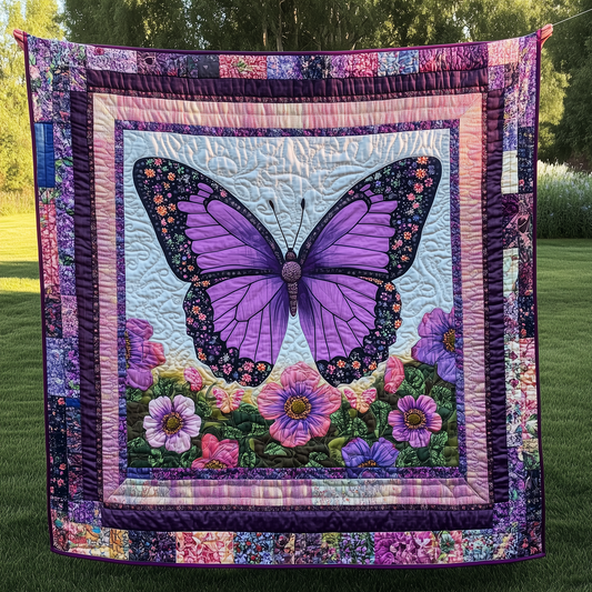 Charming Purple Butterfly Quilted Blanket GFTONL064