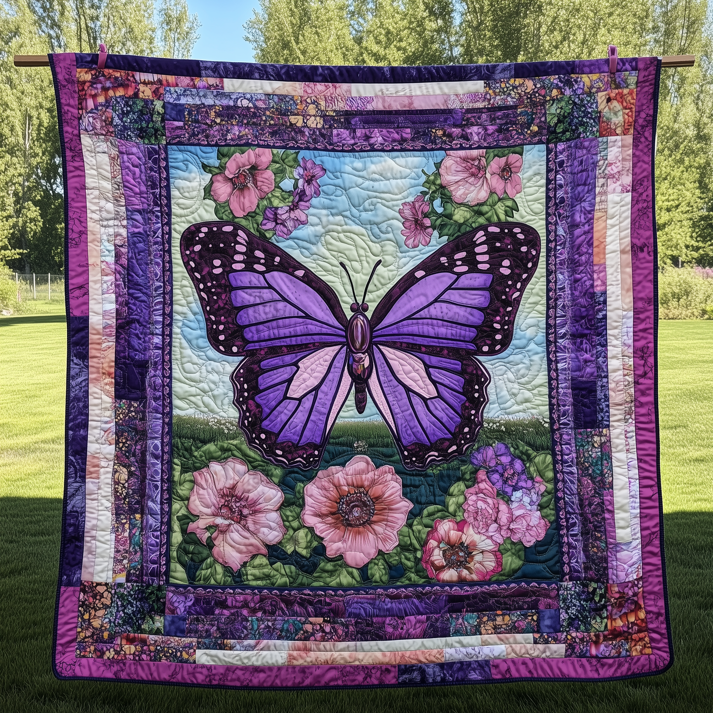 Charming Purple Butterfly Quilted Blanket GFTONL063