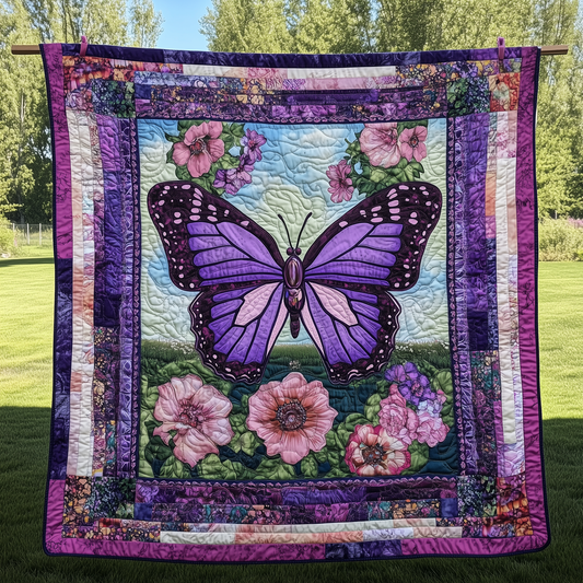 Charming Purple Butterfly Quilted Blanket GFTONL063