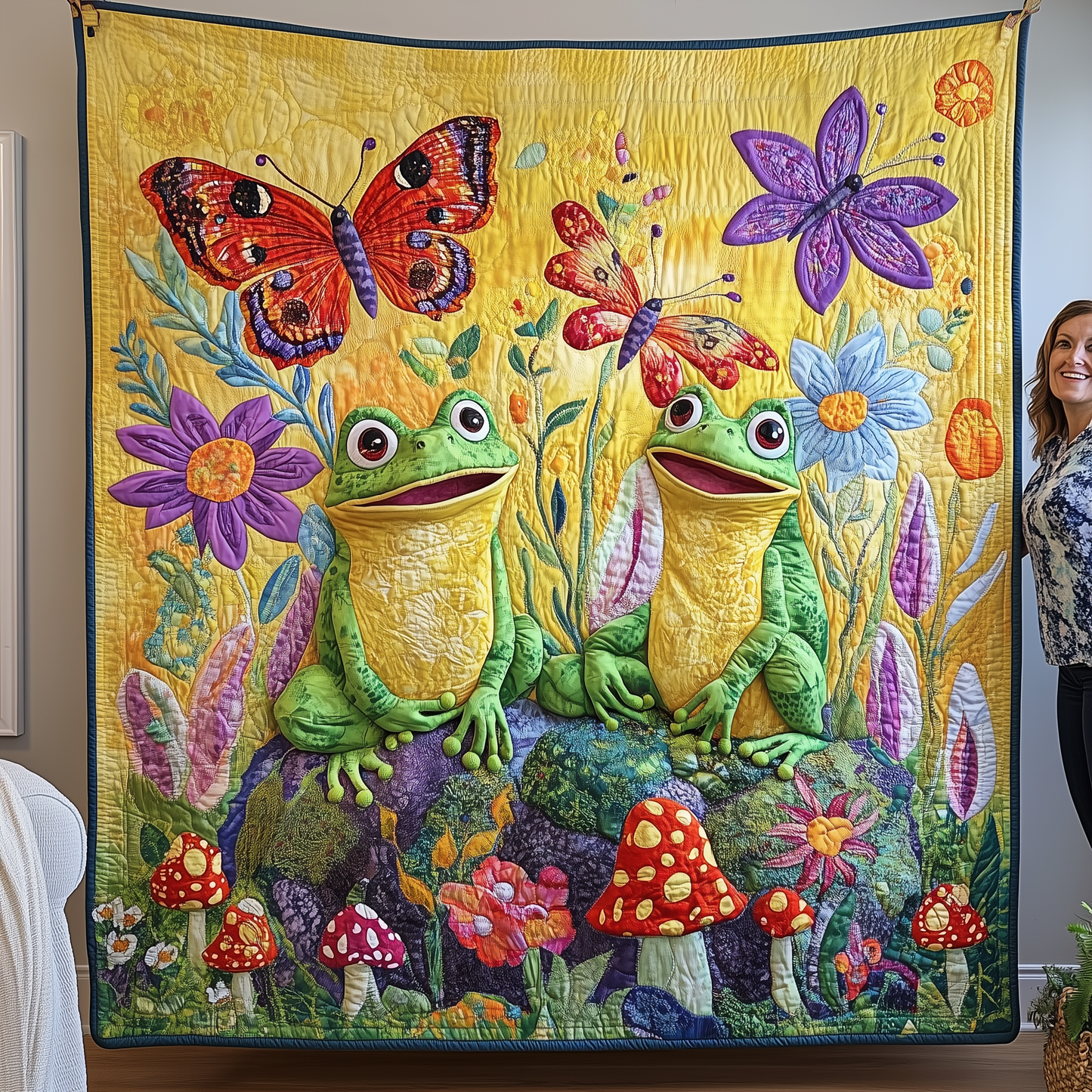 Happy Frog Haven Quilted Blanket GFTOHD1863