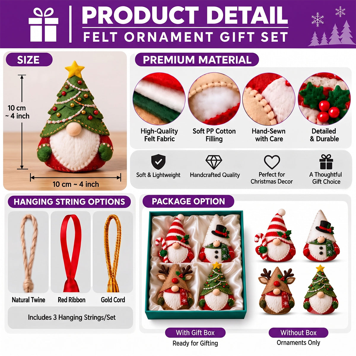 Cardinal Mail Felt Ornament Gift Set GFTOMA14705